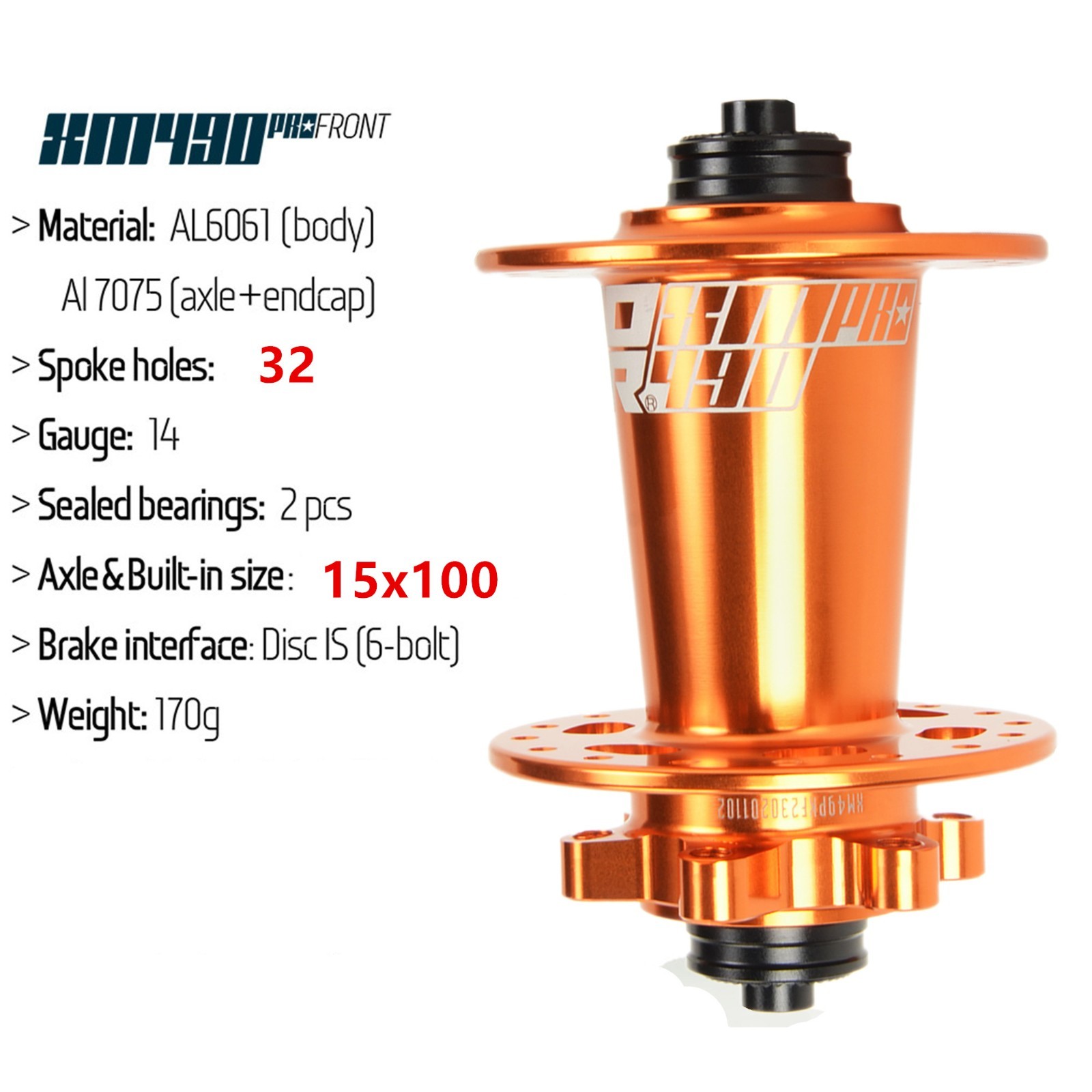 XM490 PRO Mountain Bike Front Hub 15×100 Thru Axle 32 Hole Fit for Shimano 8-11S
