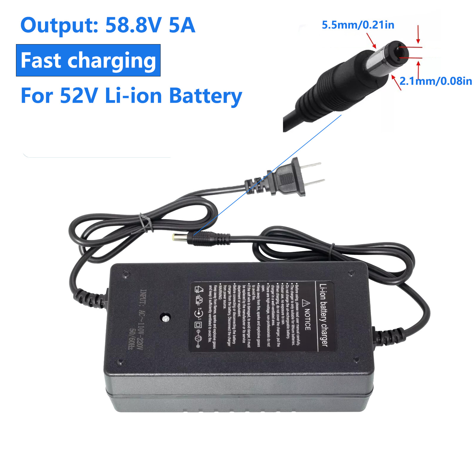 58.8V 5A Lithium-ion Smart Charger For 52V Lithium Battery Electric Bicycle