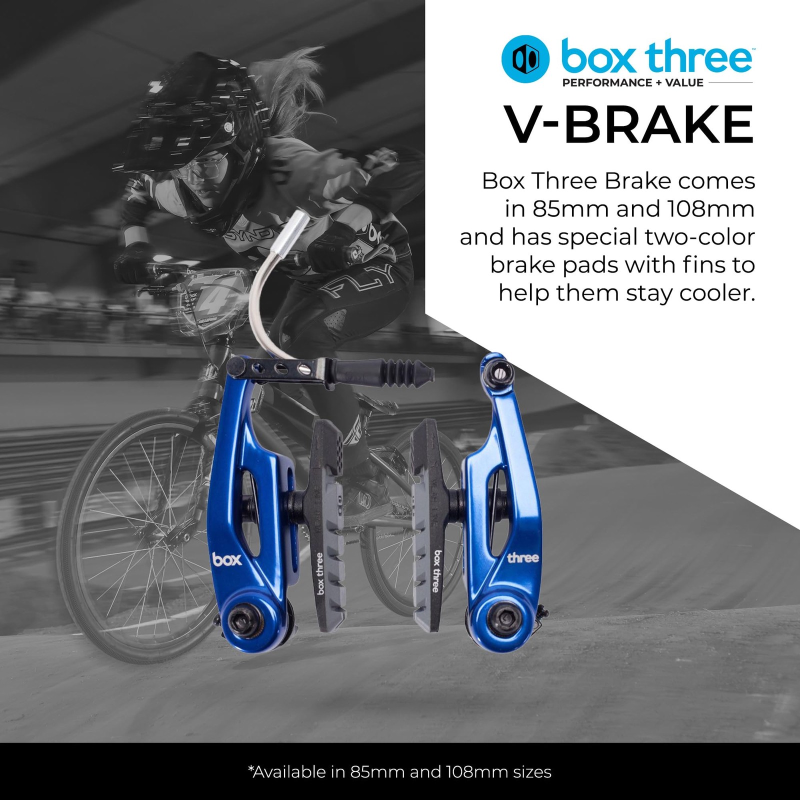 Bicycle V Brake 85mm Linear Pull Caliper With Brake Pads Adjustment Blue