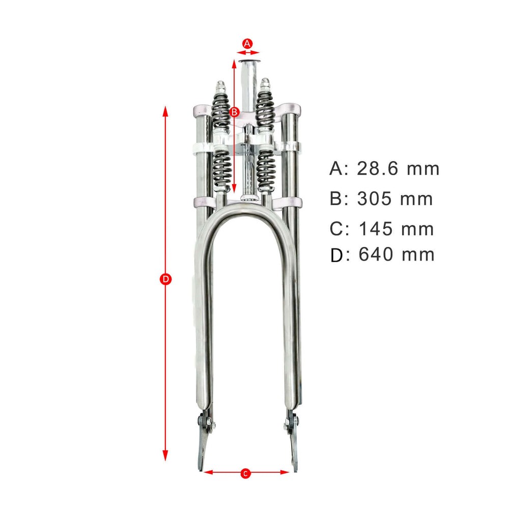 HEAVY DUTY FAT 26» DOUBLE SPRINGER TRIPLE FORK 1″ Threadless Disc Mount CHROME
