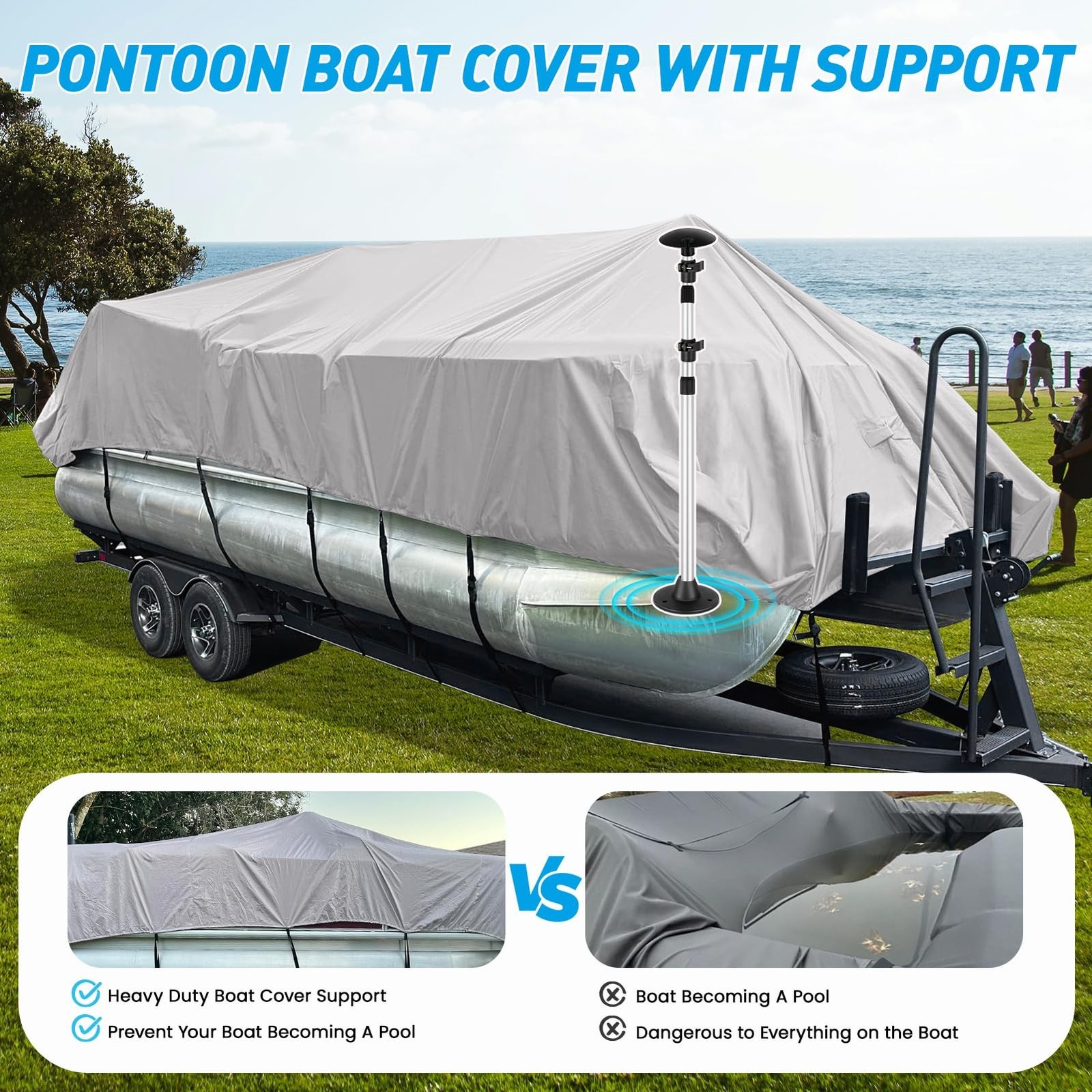 Heavy Duty Pontoon Boat Cover 1200D Covers for Pontoon 17-20ft Waterproof Cub…