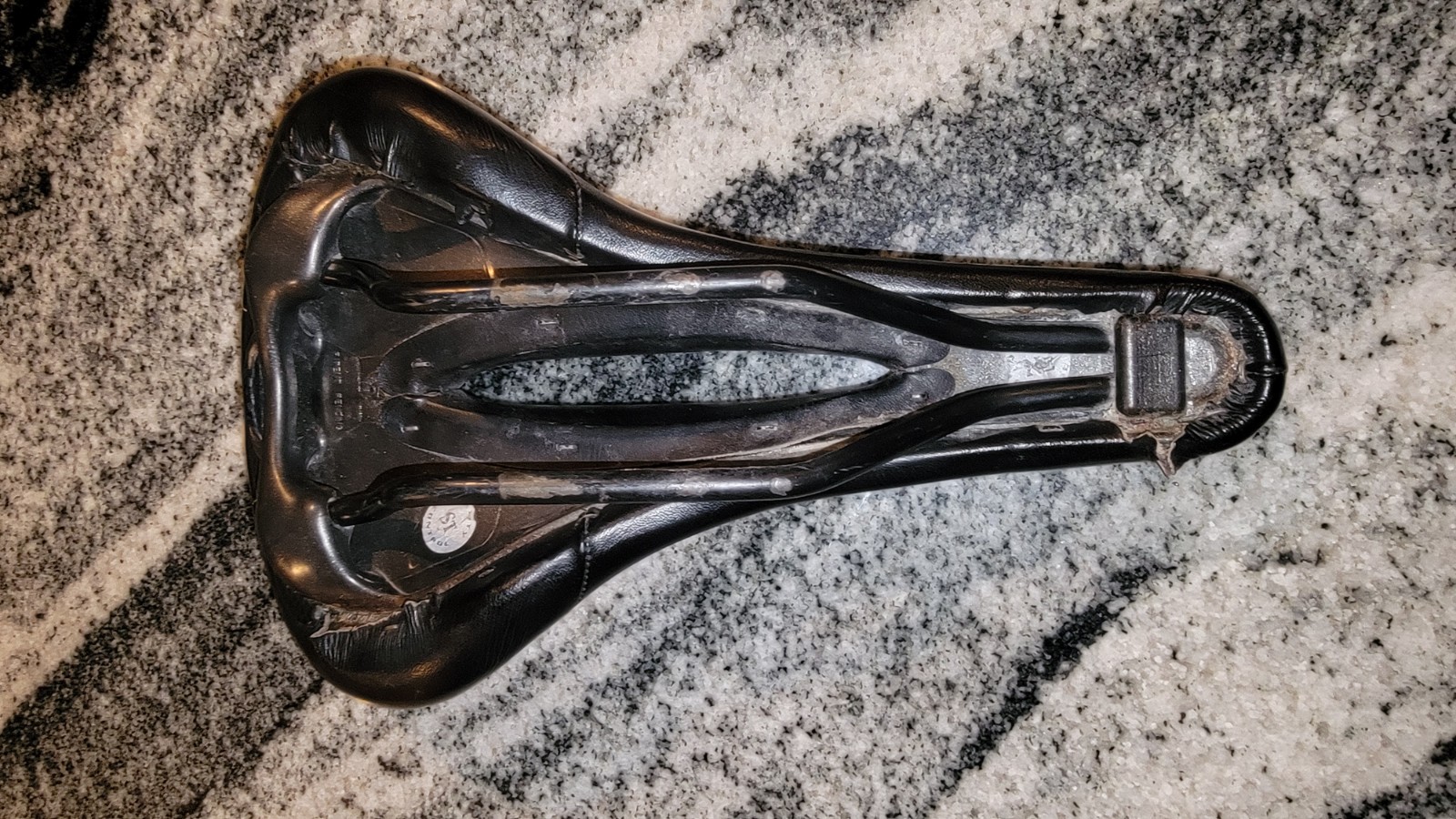 Terry Saddle Road Leather Seat CRMO Rails Gloss Black