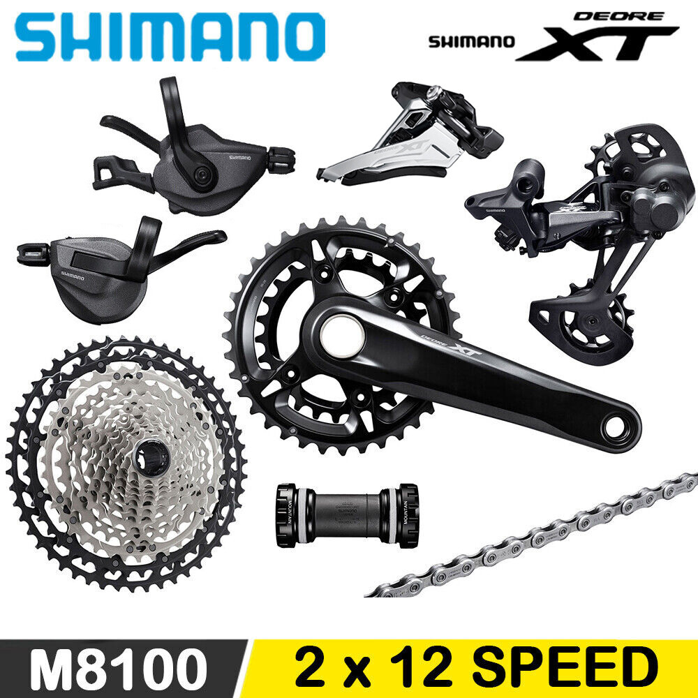 Shimano Deore XT M8100 2×12 Speed MTB Groupset 170 175MM 32-26T Cassette 10-45T