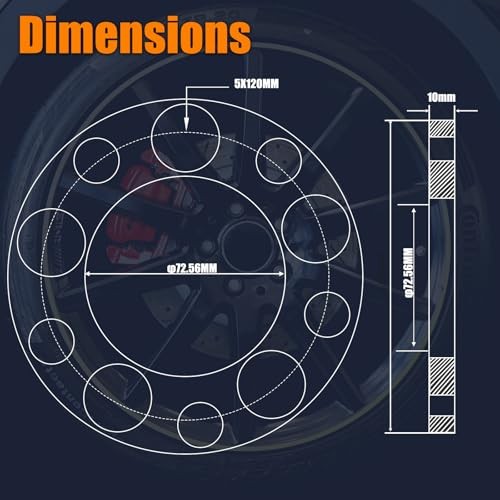 10mm 5x120mm Wheel Spacers Fit for 128i 135i 318i 10mm, No Lug Bolts silver