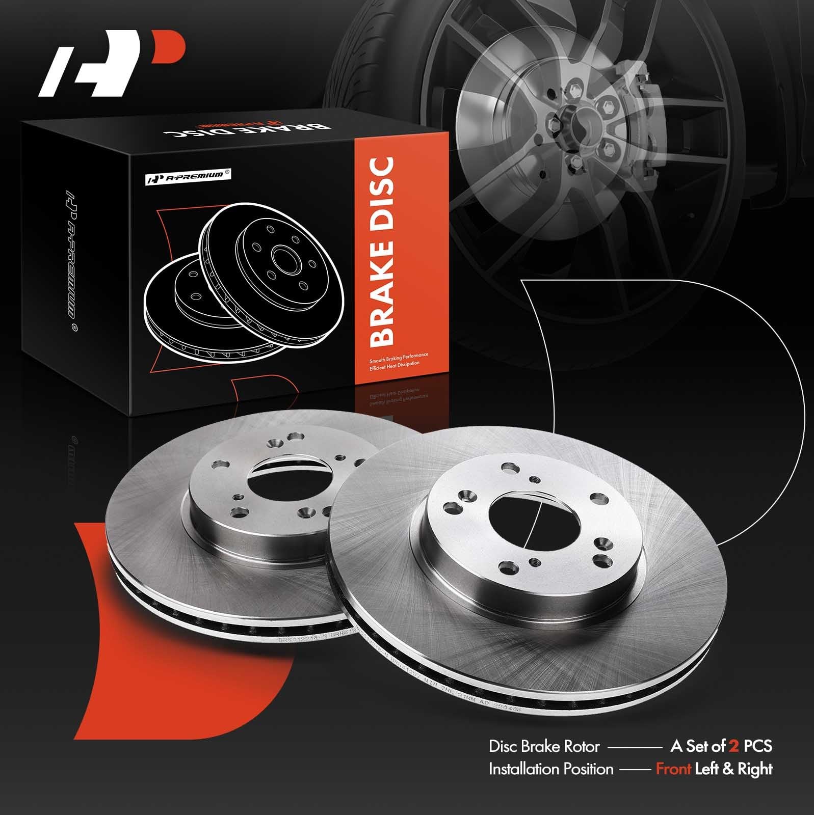 A-Premium 11.10 Inch 282Mm Front Vented Disc Brake Rotors Compatible Honda And