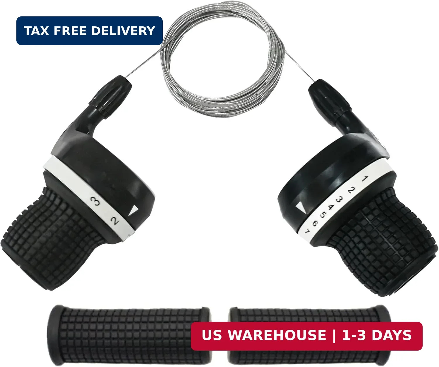 3×7 Speed Bike Shifter Set, 21 Speed Twist Grip Gear Shifters with Cables & Hand
