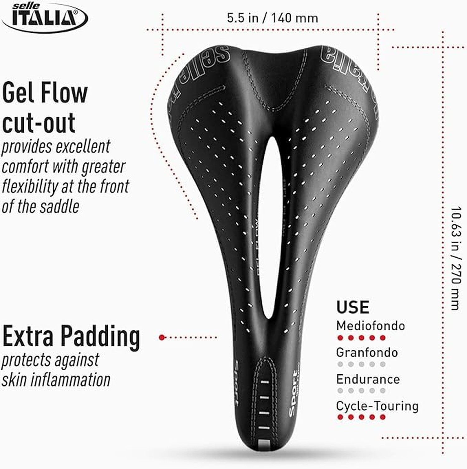 Selle Italia Sport Gel Flow Black 270 x 140mm