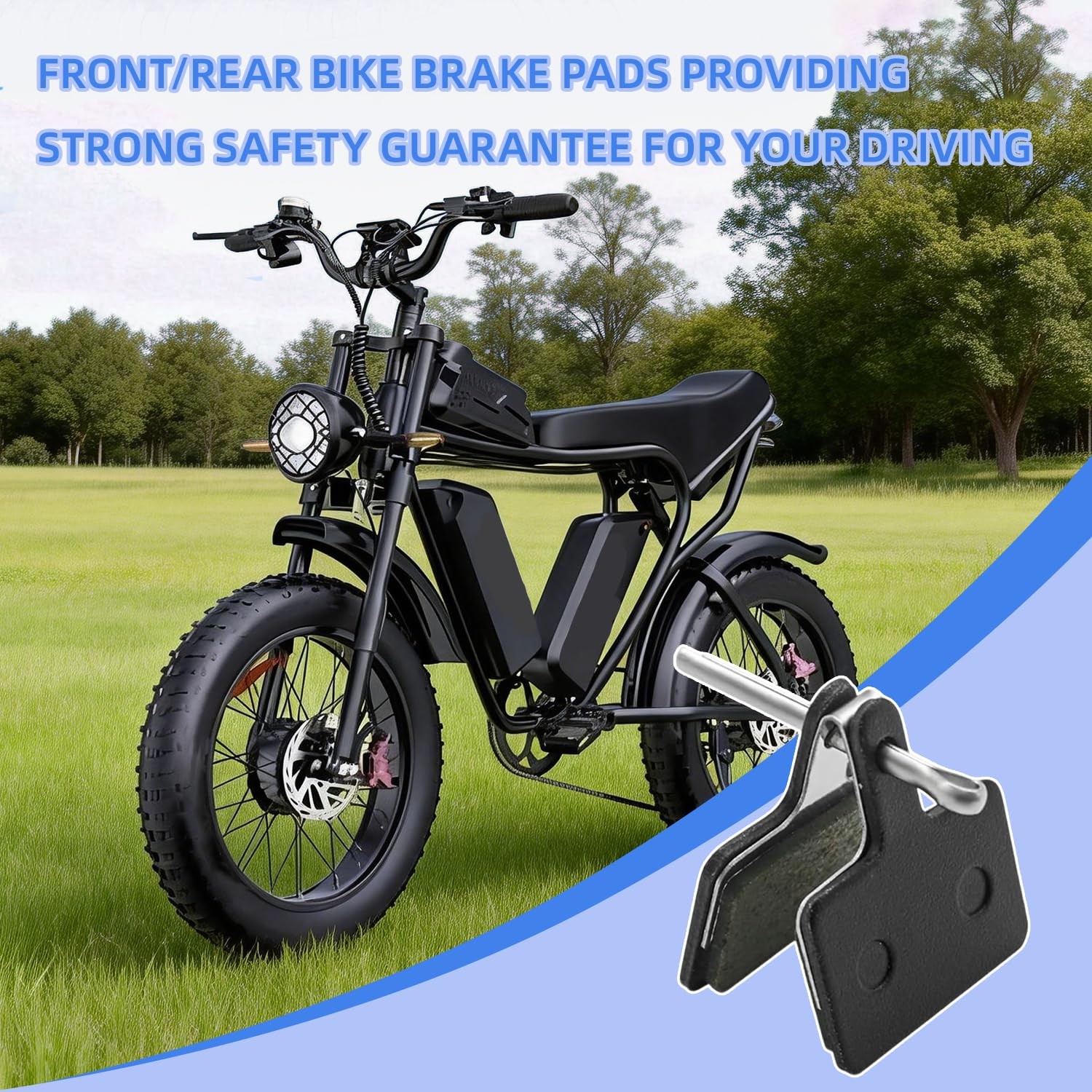 Black E-Bike Brake Pads Compatible Ridstar Q20 MINI 1.37*1.18 In Parts