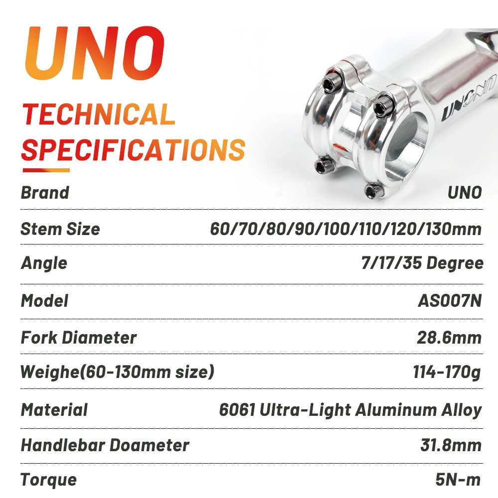 Ultra Light Bicycle Stem 7 / 17 / 35 Degree 60-130mm MTB Road Bike Handle Riser