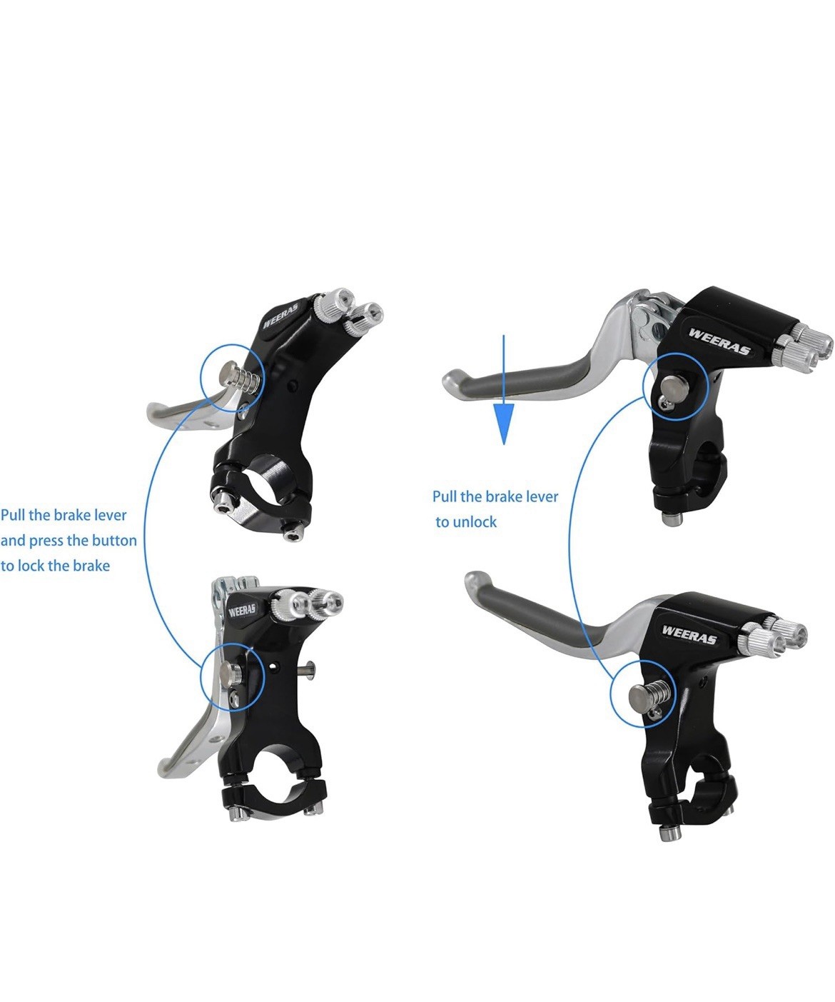 WEERAS Synchronous Brake Lever Black/Chrome Free Shipping