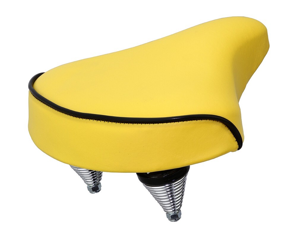 ORIGINAL GENUINE VINYL BEACH CRUISER LARGE SADDLE BICYCLE SEAT 209 YELLOW