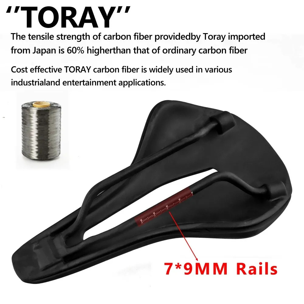 Carbon Fiber Bicycle Saddle Road MTB Bike Seat EV Leather Riding Saddle Cushion