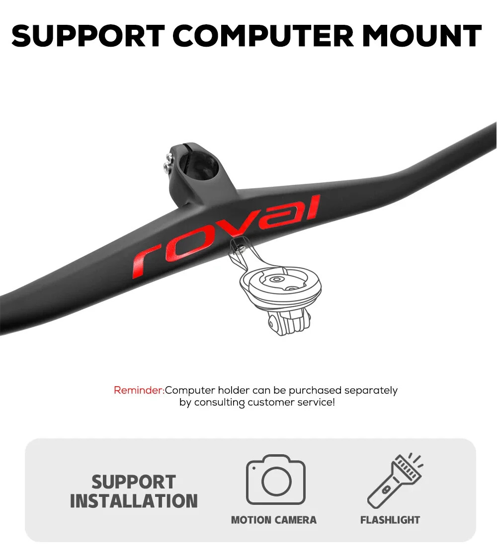 UD Matte Carbon Integrated MTB Bicycle Handlebars Cockpit 0 Degree with Stems