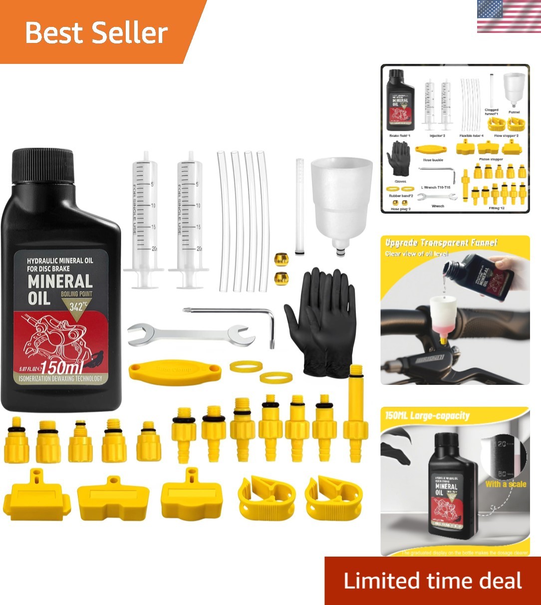 Bicycle Hydraulic Including 150ML Mineral Oil for Shimano,TEKTRO, TRP Hydraul…