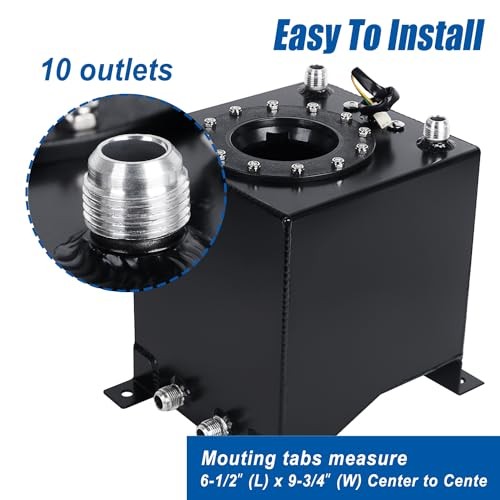 2.5 Gallon 10L Fuel Cell Tank with Cap and Level Sender Polished Aluminum