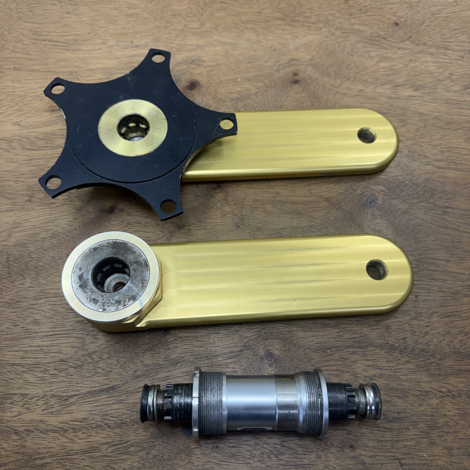 Power Cranks 172.5mm Training Crankset w/ Bottom Bracket Gold