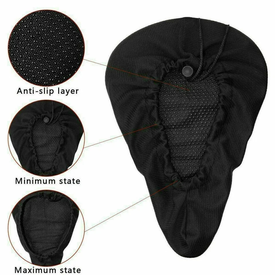 Bicycle Wide Seat Cover Gel Cushion Sporty Soft Padded For Mountain Bike Saddle.