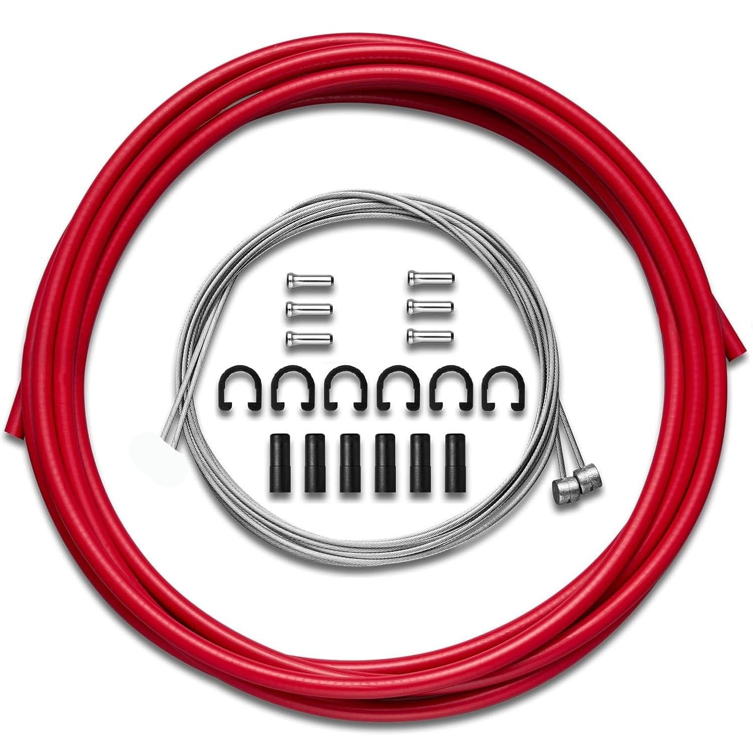 Universal Bicycle Brake Cable Kit for Mountain and Road Bikes (Red, 9.8ft)