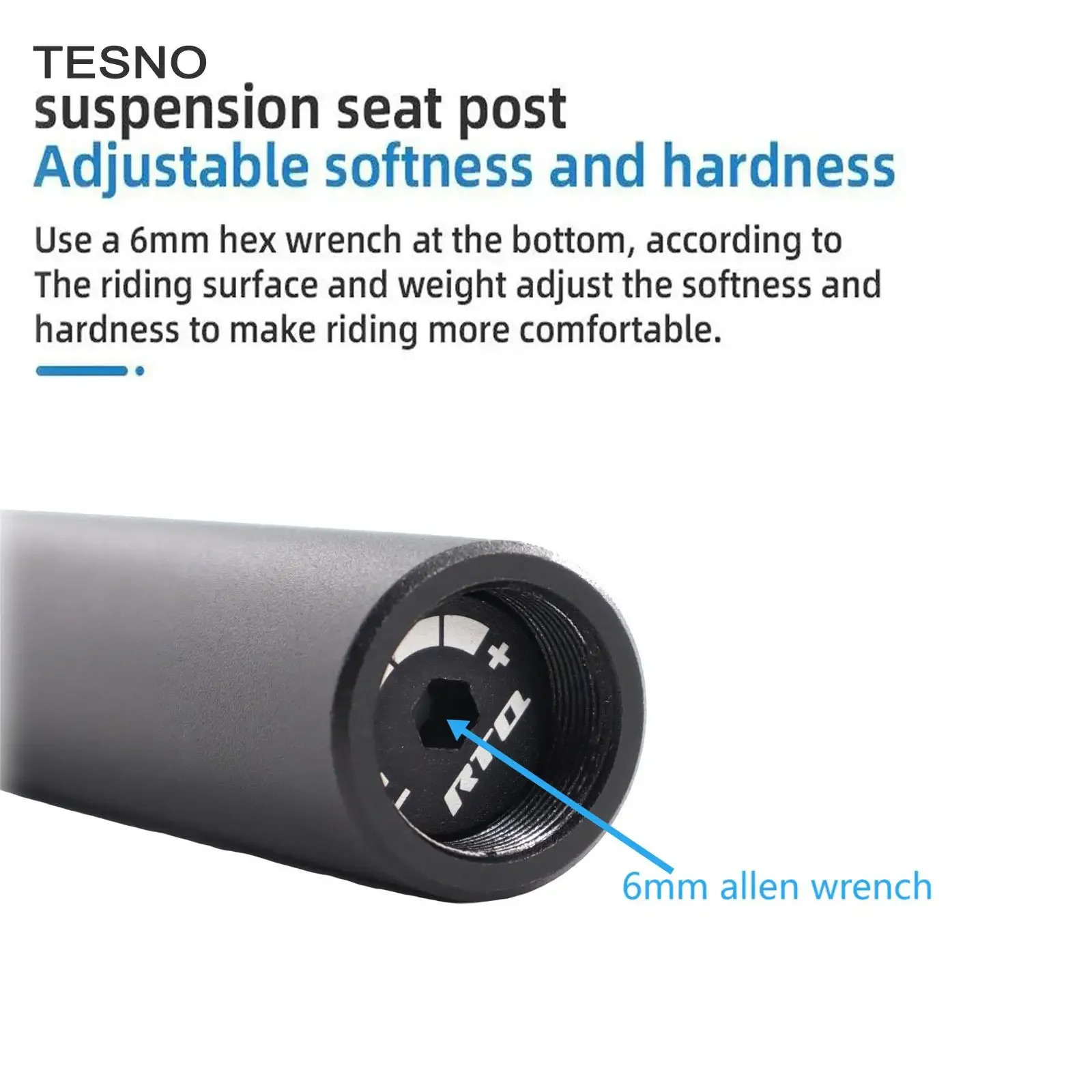 TESNO Bike Seatpost with Shock Absorber 27.2/30.9/31.6mm MTB Suspension 50mm
