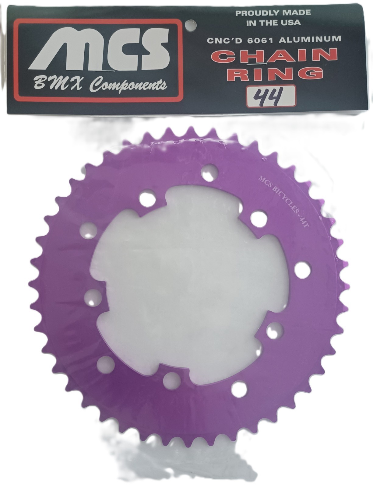 MCS BMX 5-BOLT 110mm CHAINRING USA MADE CNC 44T PURPLE