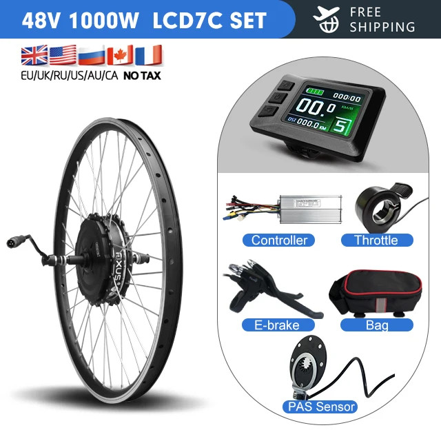 48V 1000W E-bike Motor Kit Brushless Geared Hub Motor Wheel Dropout 135-142mm