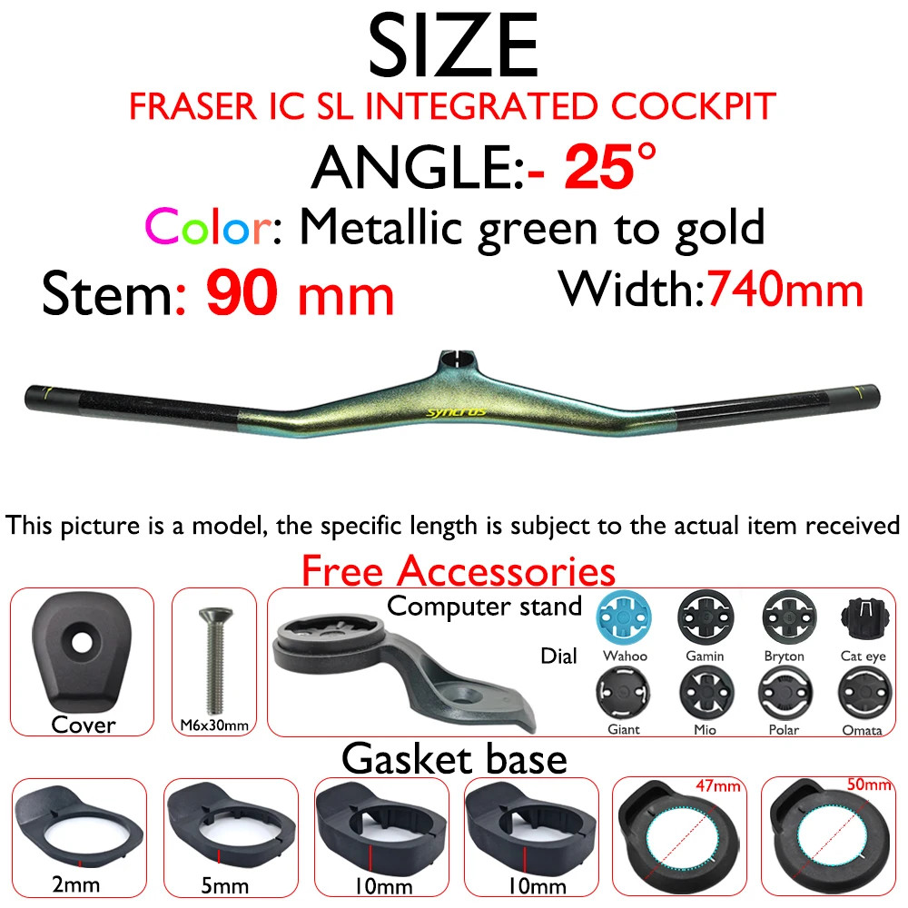 -25° Carbon MTB Bike Integrated Handlebar 28.6mm with Cycling Computer Mount