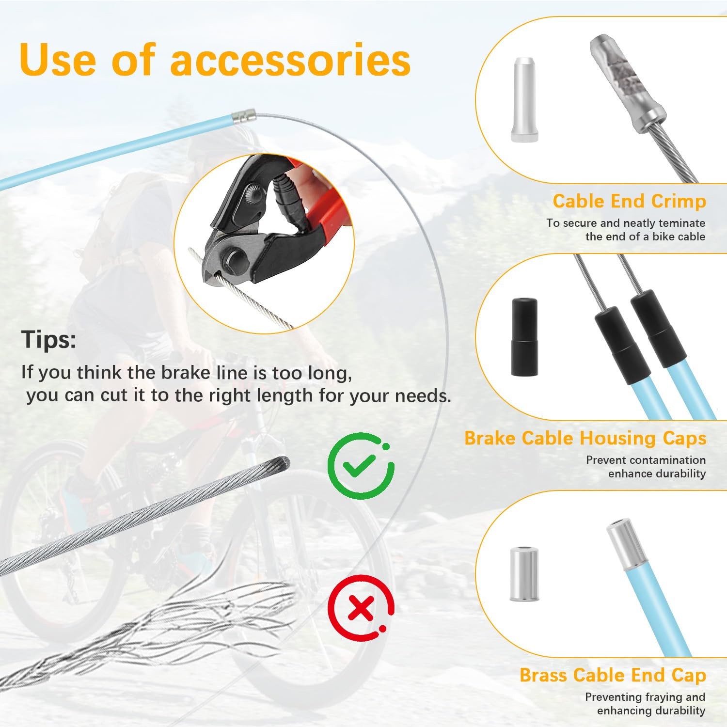 BMX Bike Gyro Brake Cables Front+Rear (Upper+Lower) with Spinner Rotor –