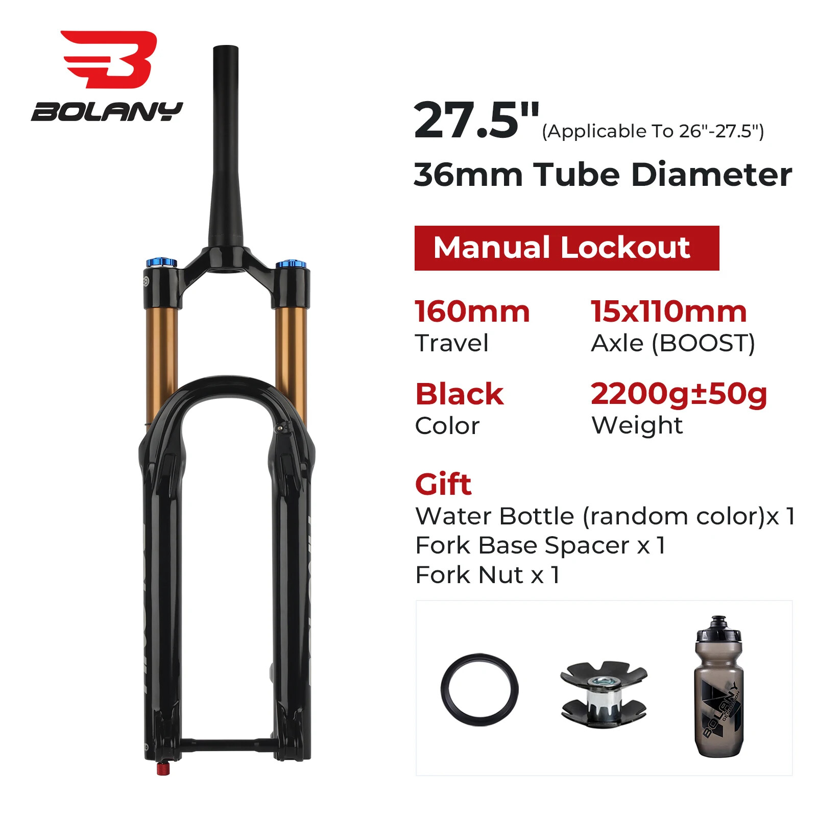 MTB Boost Air Suspension Fork 27.5/29Inch 160mm Travel Damping Adjustable Fork