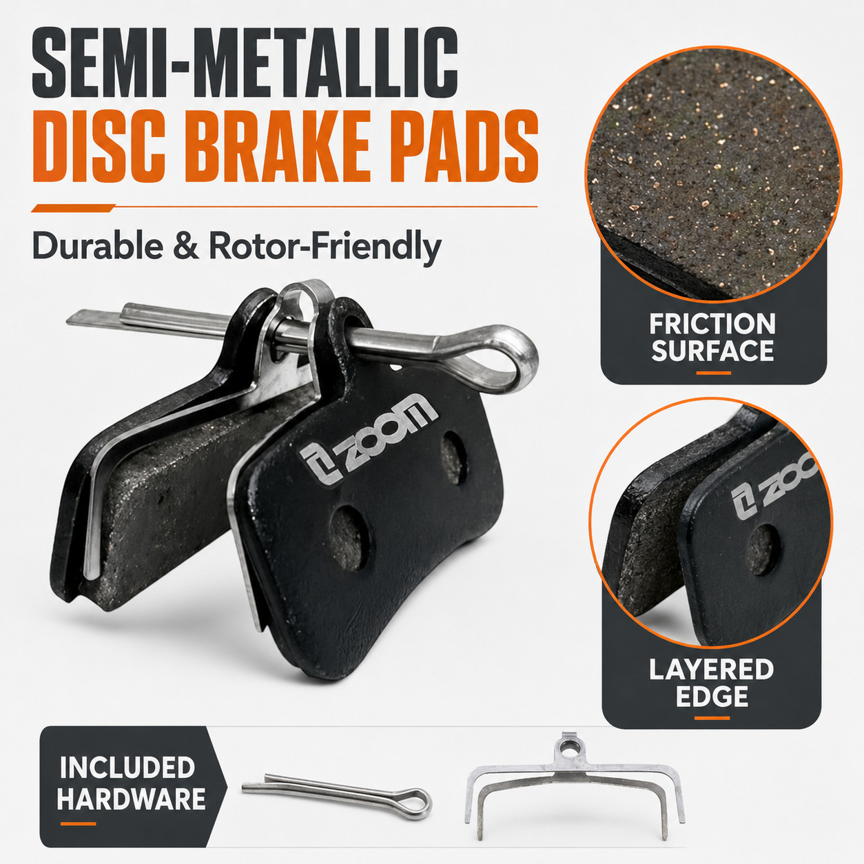 ZOOM HB876 HB876E 4 Piston Brake Pads Semi-Metallic Shimano D02S D03S Tektro TRP