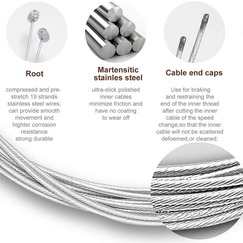 5/10Pcs Bicycle Bike Brake Shift Cables Stainless Steel Front Rear Inner Wire 2M
