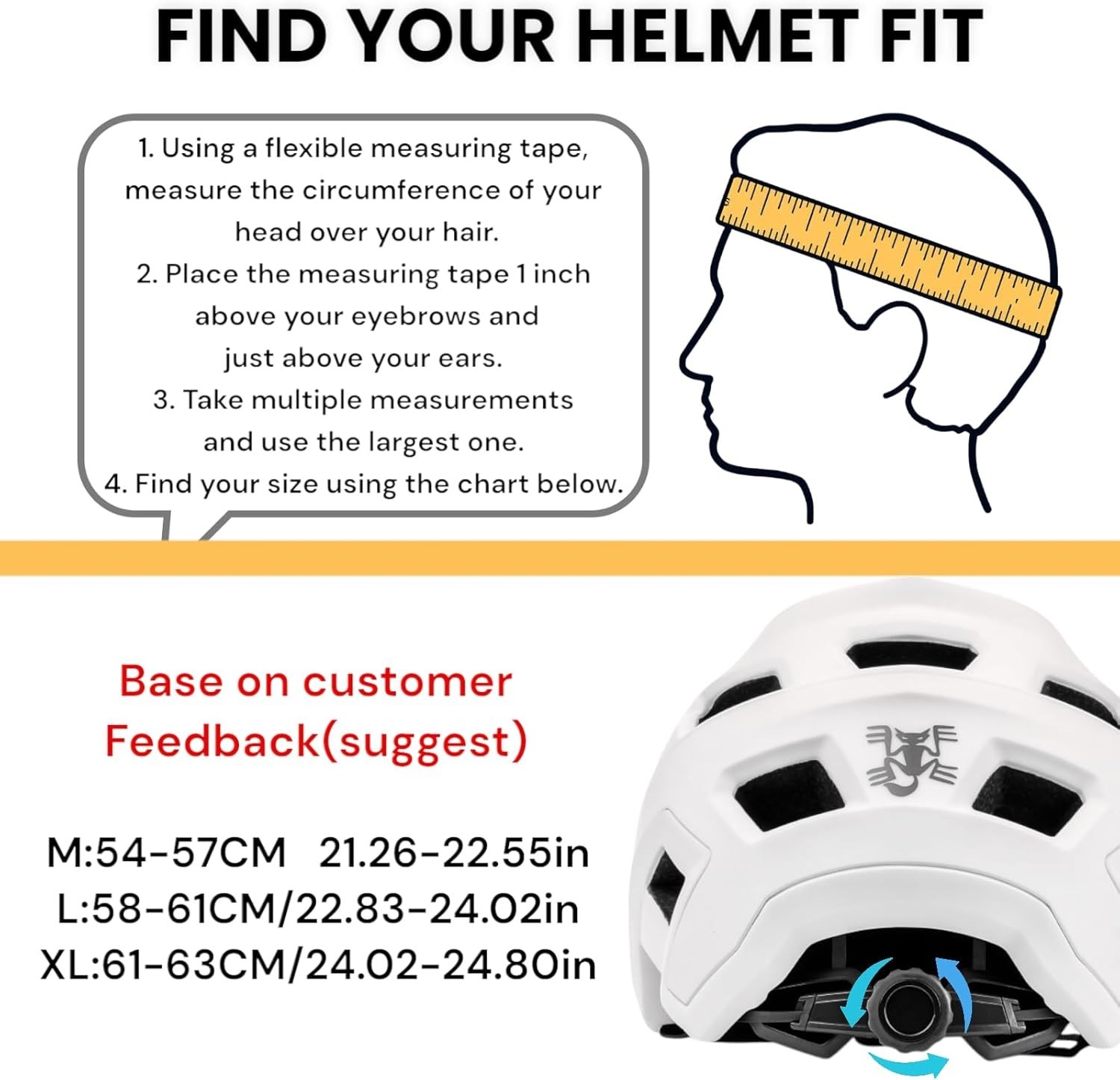 BATFOX LA303 Bike Helmet, Mountain Bike Helmets for Men & Women, XL (60-62cm)
