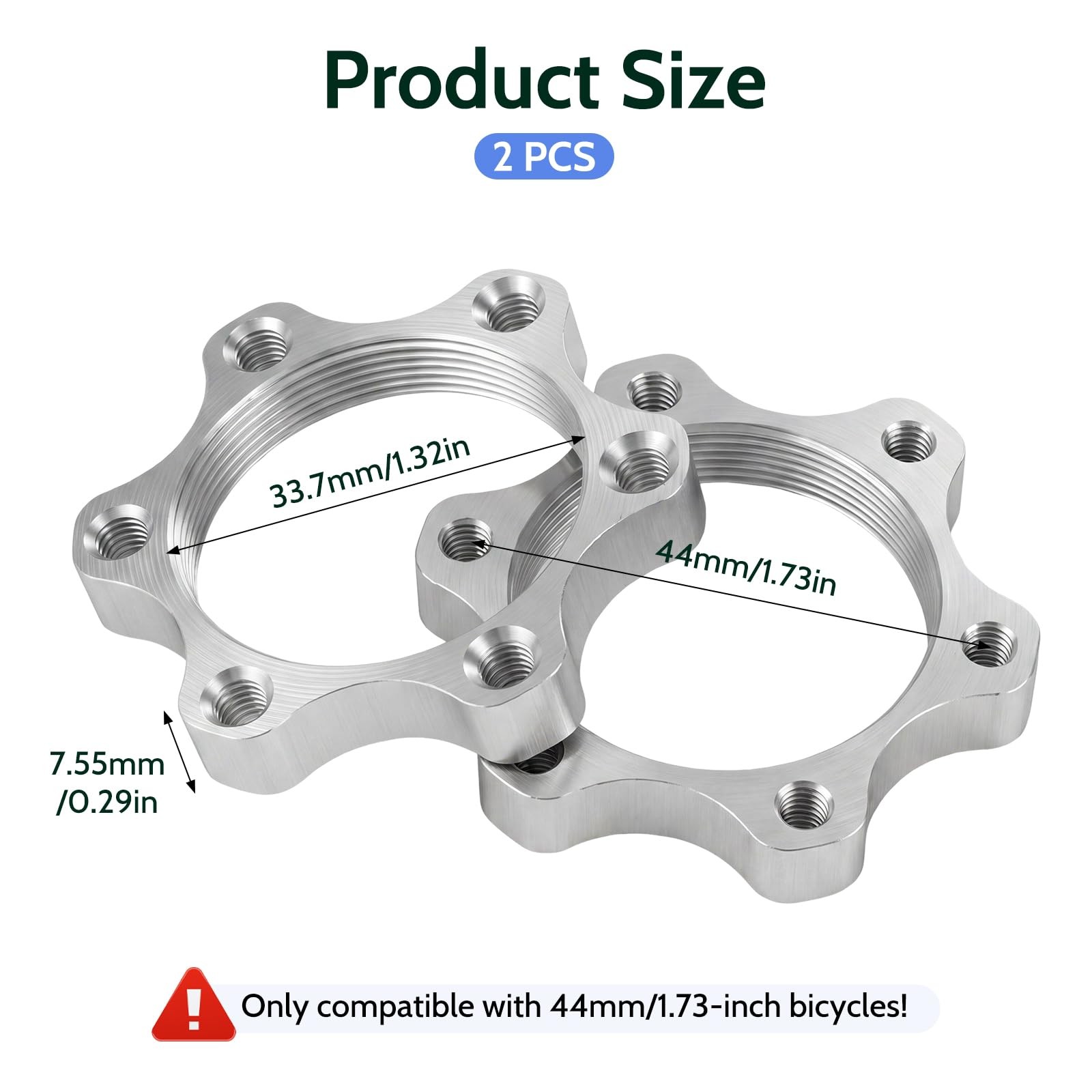 2 Pack Bike Bicycle Freewheel Threaded Hubs Disk Disc Brake Rotor 44MM/1.73 I…