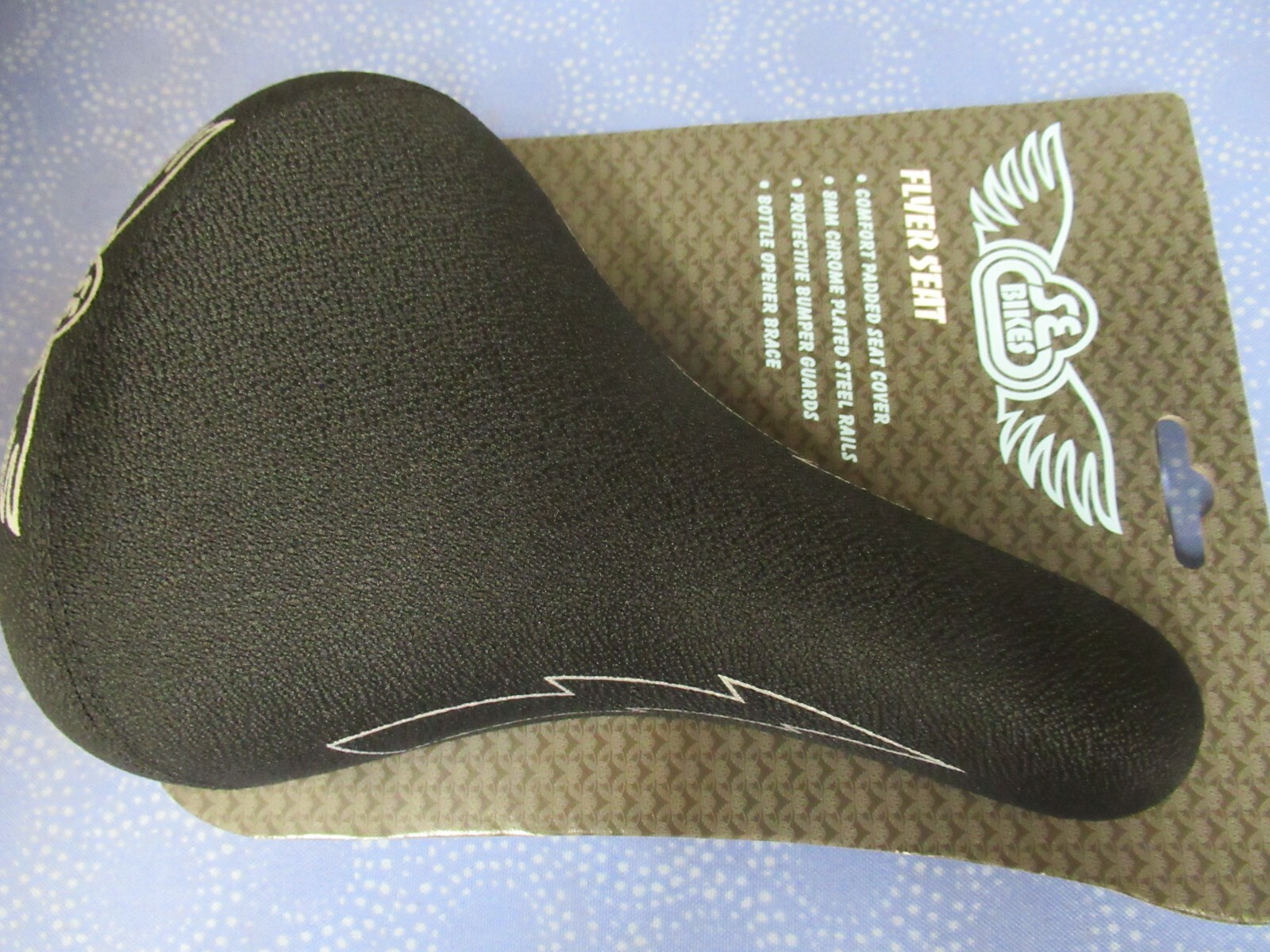 SE Racing Flyer Black Railed Padded Saddle with Bottle Opener Brace For BMX -New