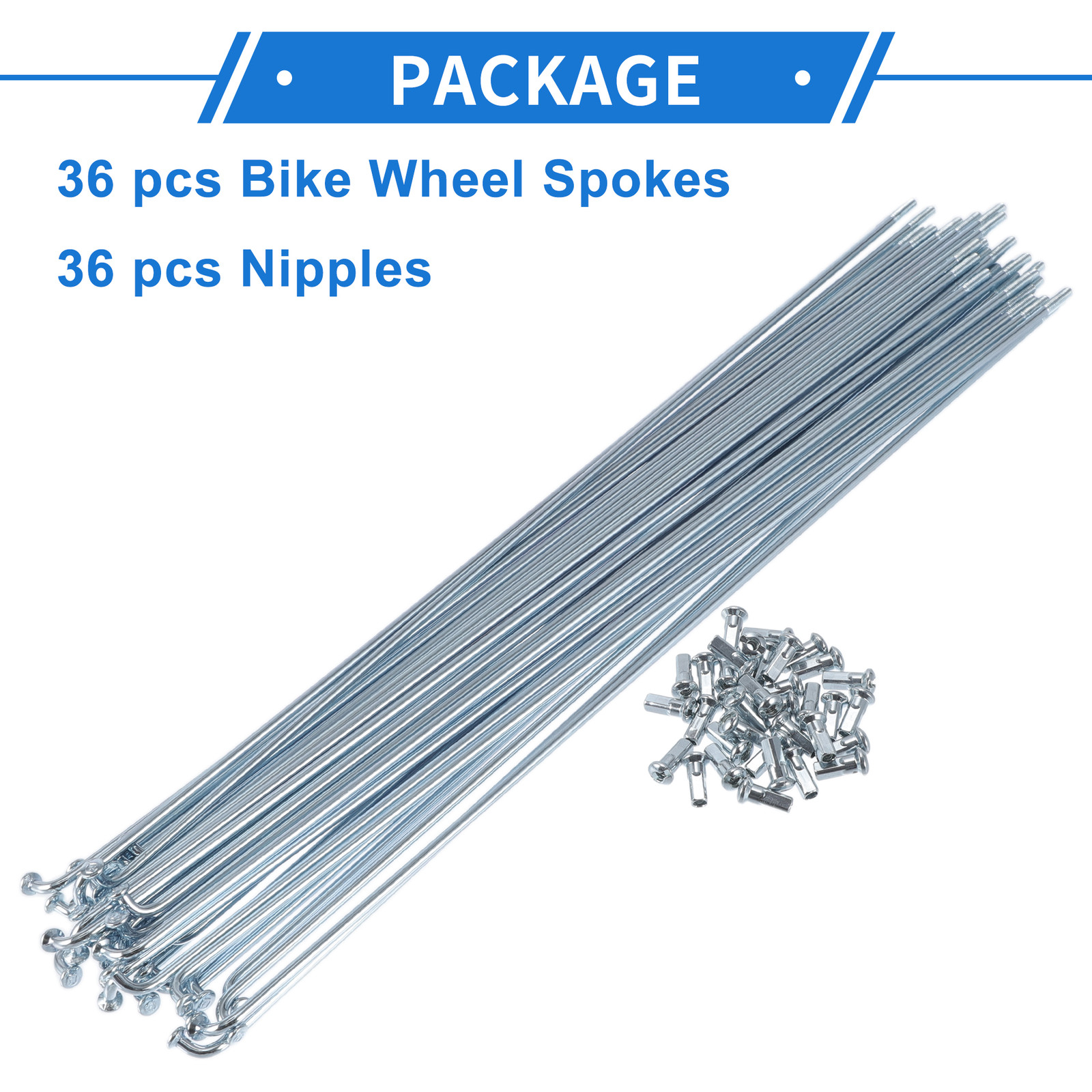 1 Set 12G 275mm Length Bicycle Spokes Nipple Carbon Steel Galvanized Universal