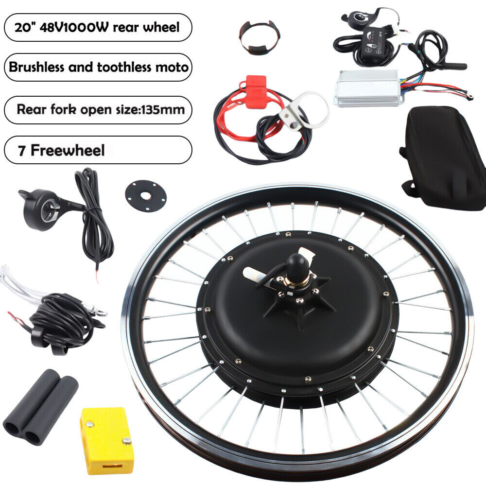 20″ 1000W 48V eBike Conversion Kit Rear Wheel Hub Motor Electric Bike 440RPM