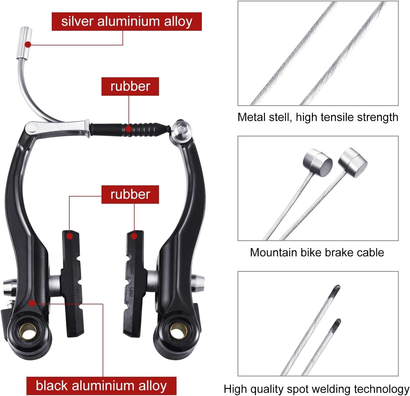 Mountain Bike Brakes Set – 2 Pairs + Accessories