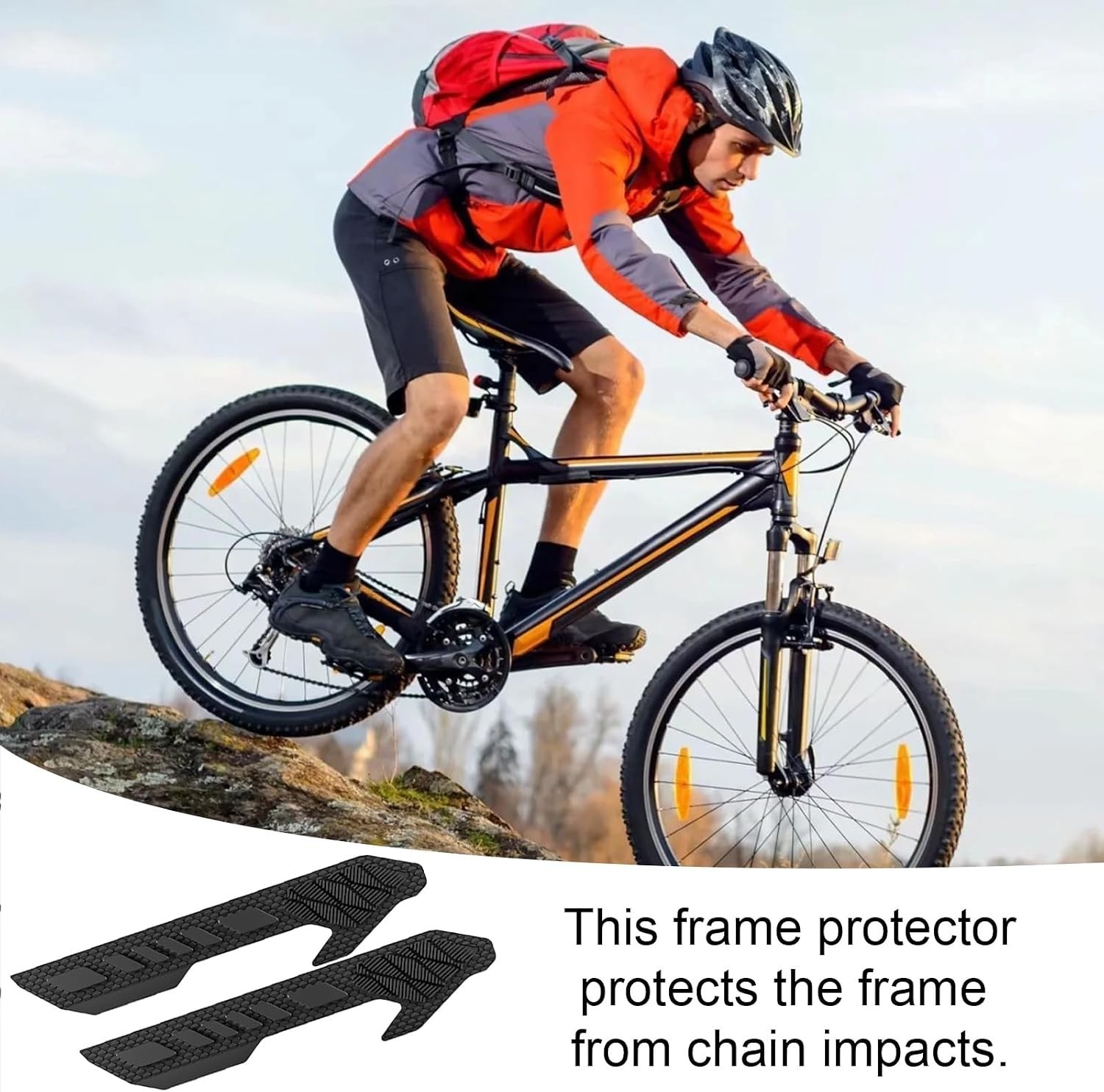 Bike Frame Protection Pad – 2 x Silicone Chainstay Guards with Strong Adhesion