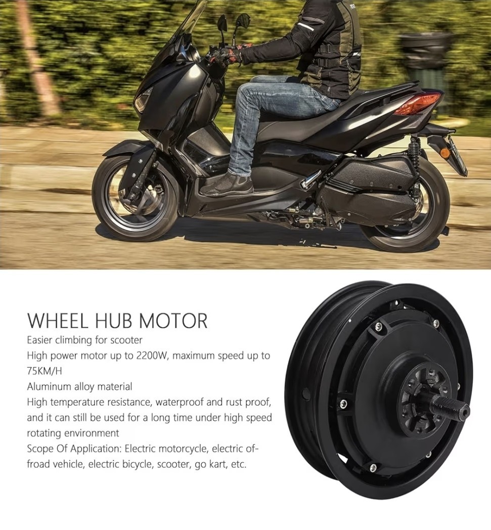10in Electric Bike Wheel Hub Motor, 48‑72V 1200W‑2200W Universal Brushless Cart