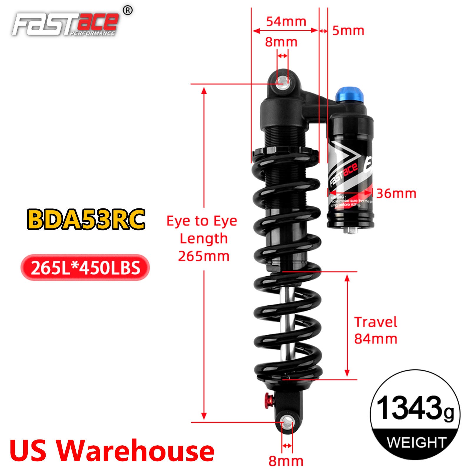 FASTace BDA53RC Rear Shock For SurRon Talaria E-Ride Pro Electric Dirt Bike MTB