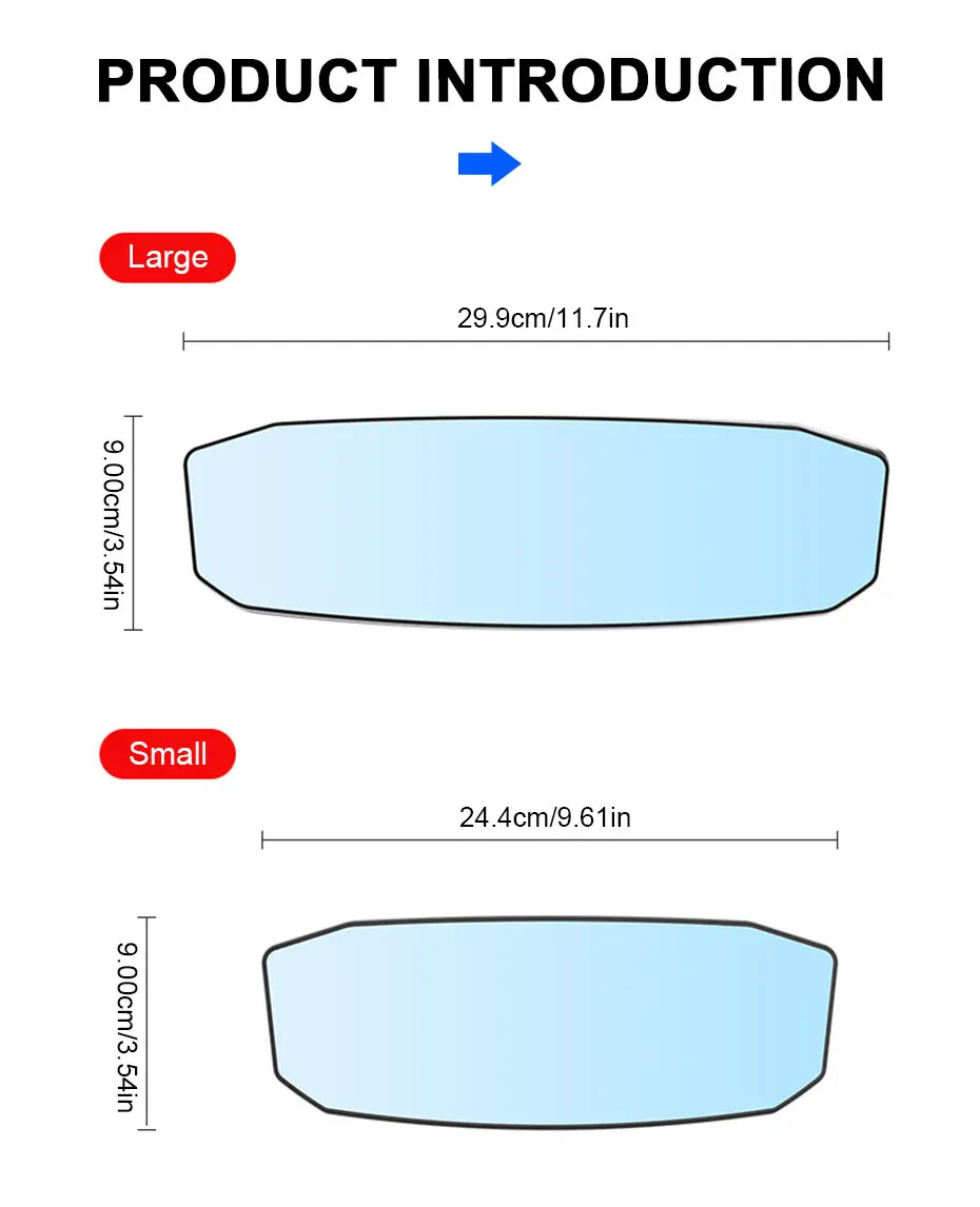 Car Mirror Interior Rear View Mirror Wide Angle Convex RearviewMirror Anti Glare