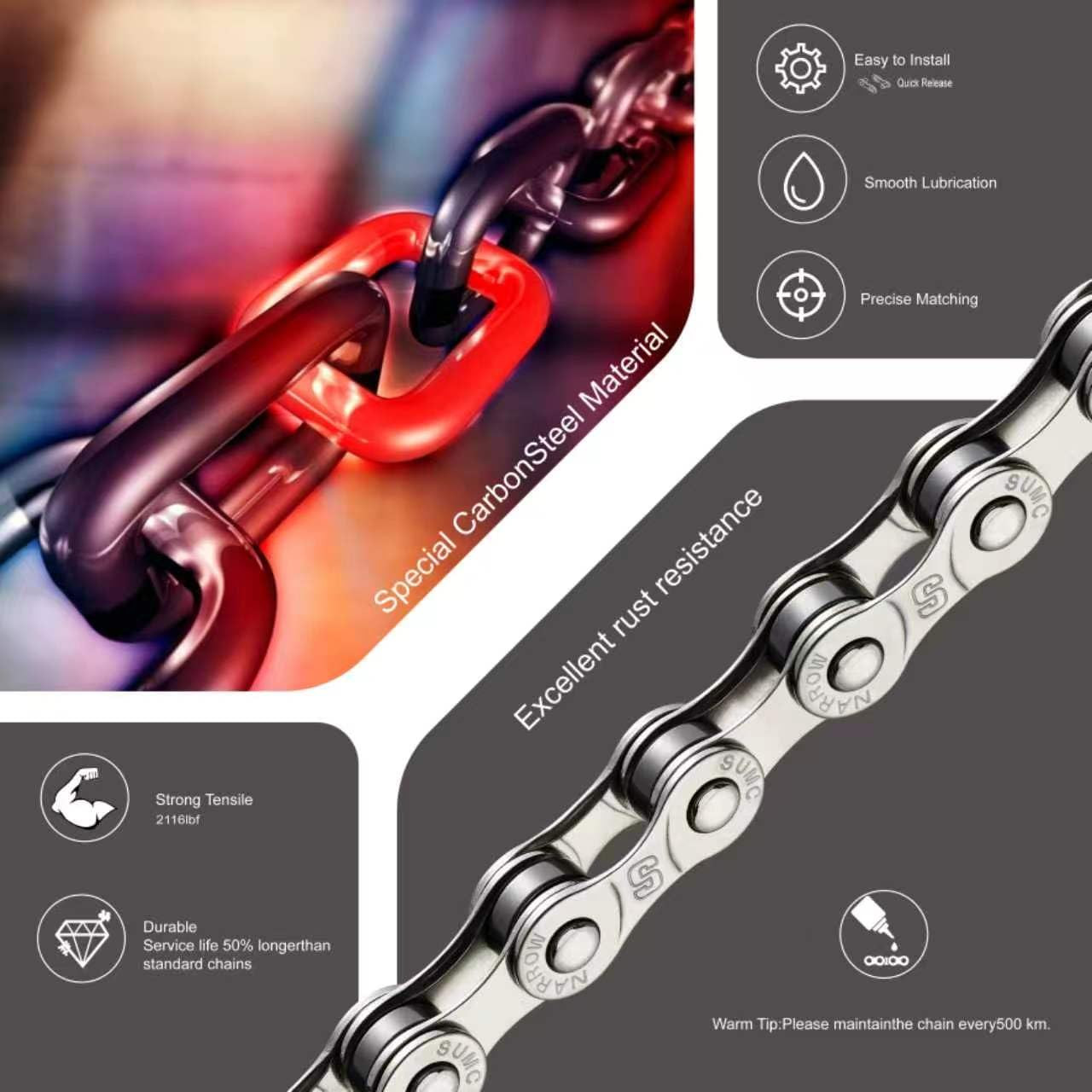 Bike Chain Kit, 6/7/8 Speed Chain Tool & Bicycle Chain Replacement Kit, 1/2×3…