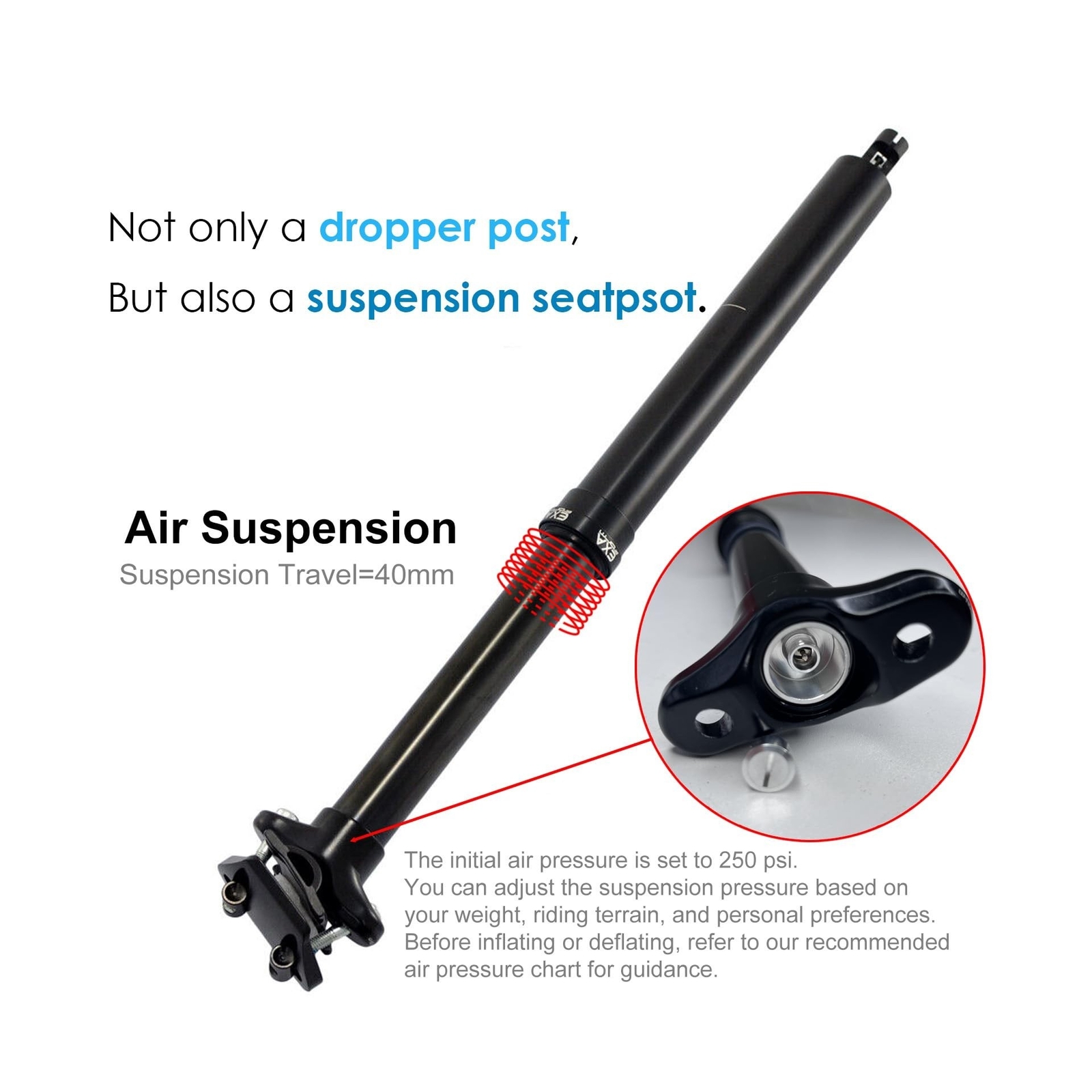 EXA Form Dropper Post Suspension Seatpost 30.9mm/31.6mm 345mm/395mm/445mm Len…