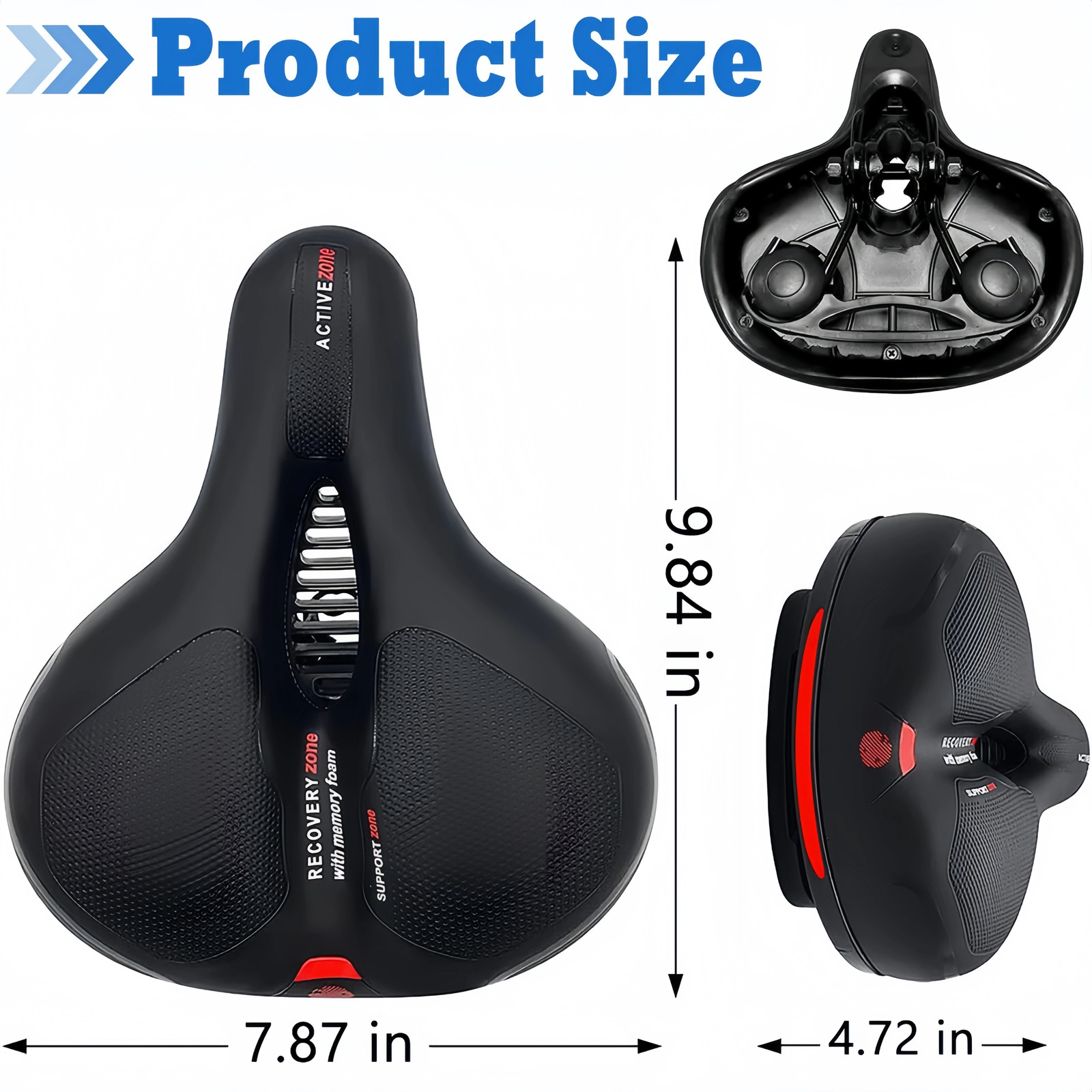 Black Wide Big Bum Bike Bicycle Saddle Seat Gel Cushion Sporty Soft Comfort Pad