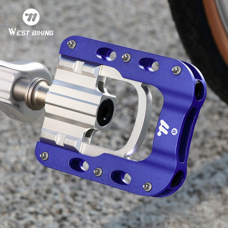 Aluminium Bicycle Foldable Pedals 3 Bearings Cycling Folding Bike Pedals Blue