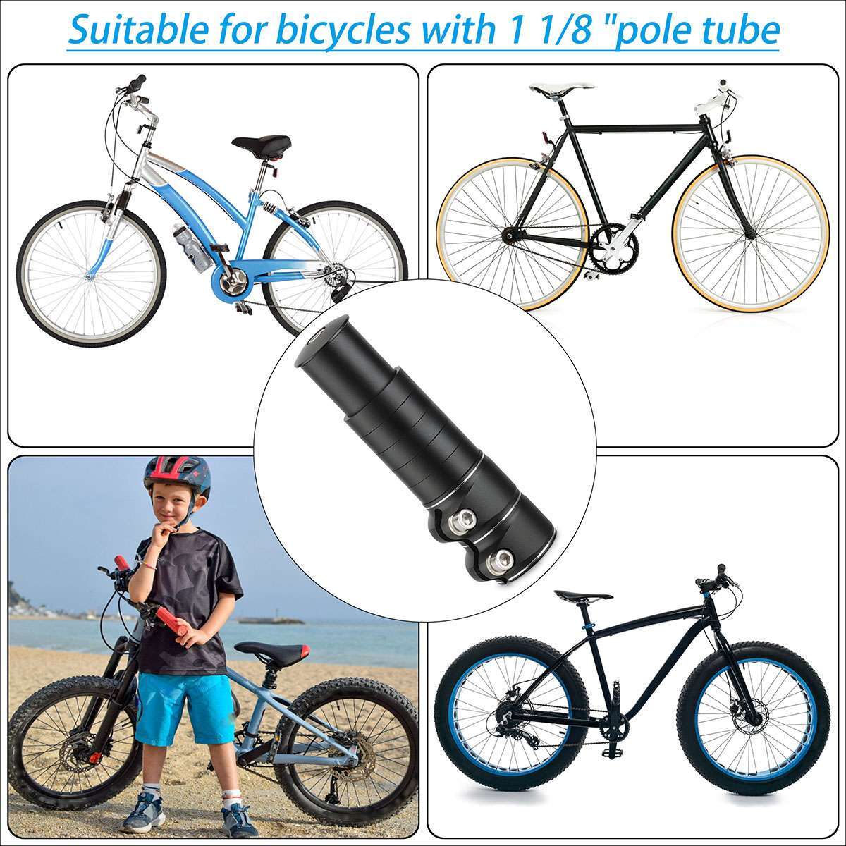 Mountain Bike Handlebar Extender Adaptor Tube Front Fork Stem Riser Extension