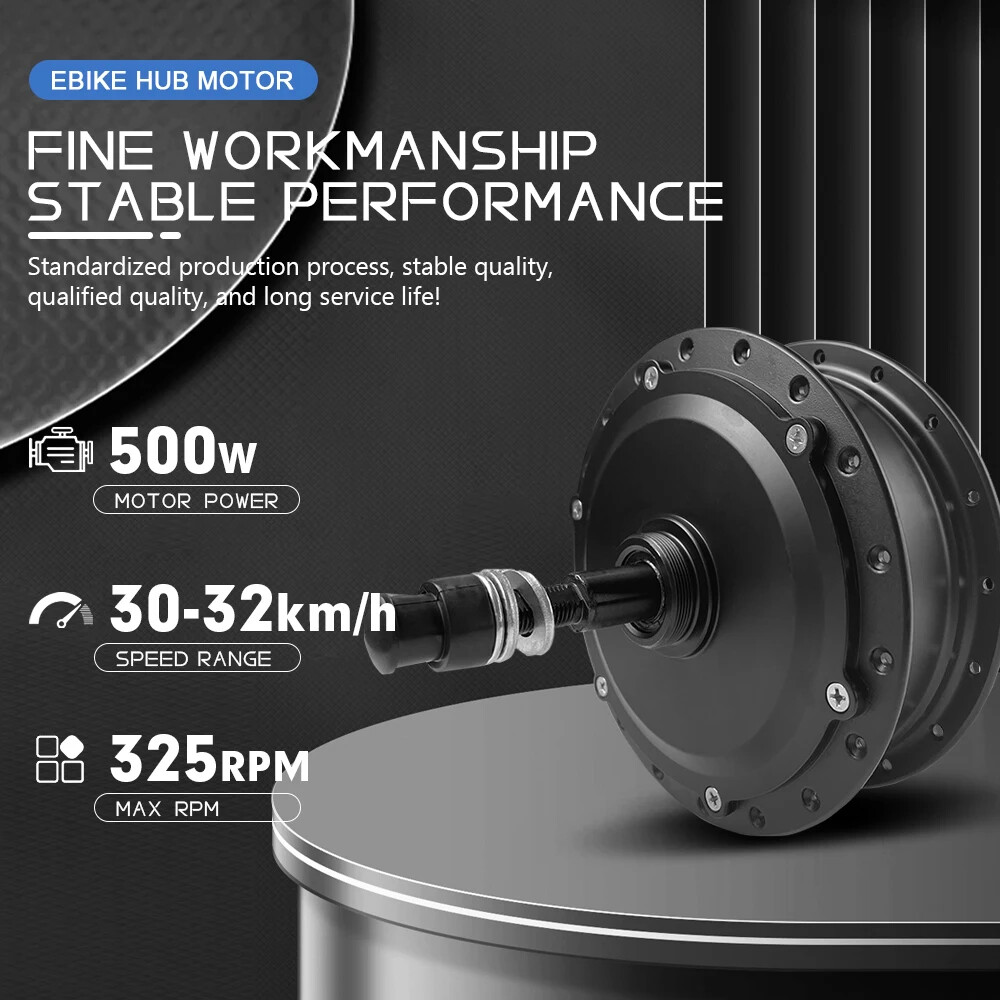 36V 48V 500W E-bike Conversion Kit Brushless Gear Rear Rotate Hub Motor Wheel