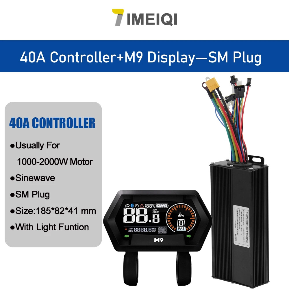 Ebike Sine Wave Controller 36V 48V 52V 40A Three-Mode with S866 S966 LCD Display