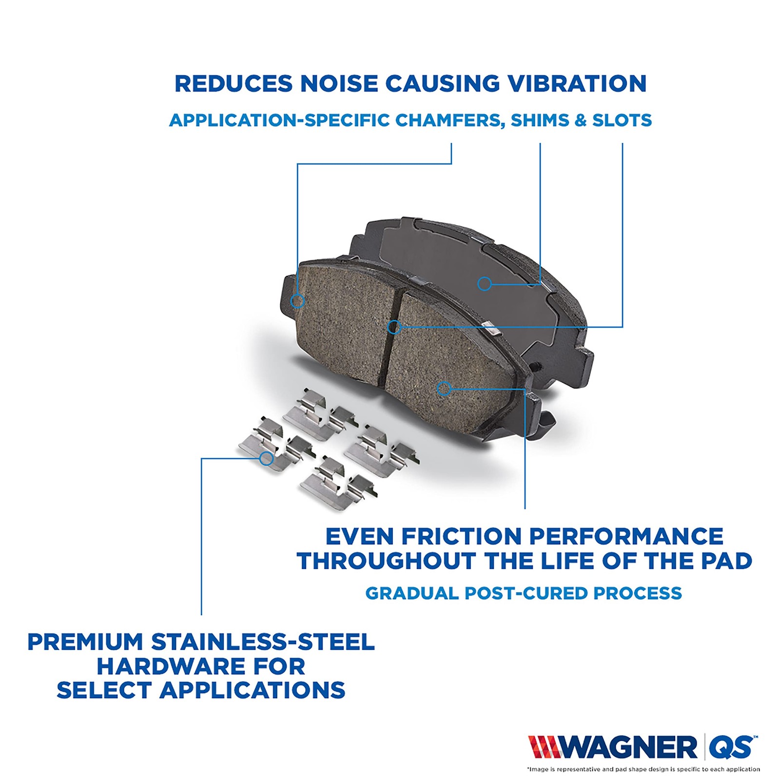 Wagner Qs Zx1309 Disc Brake Pad Set Chamfered Edges For Smooth Quiet Stops Fits