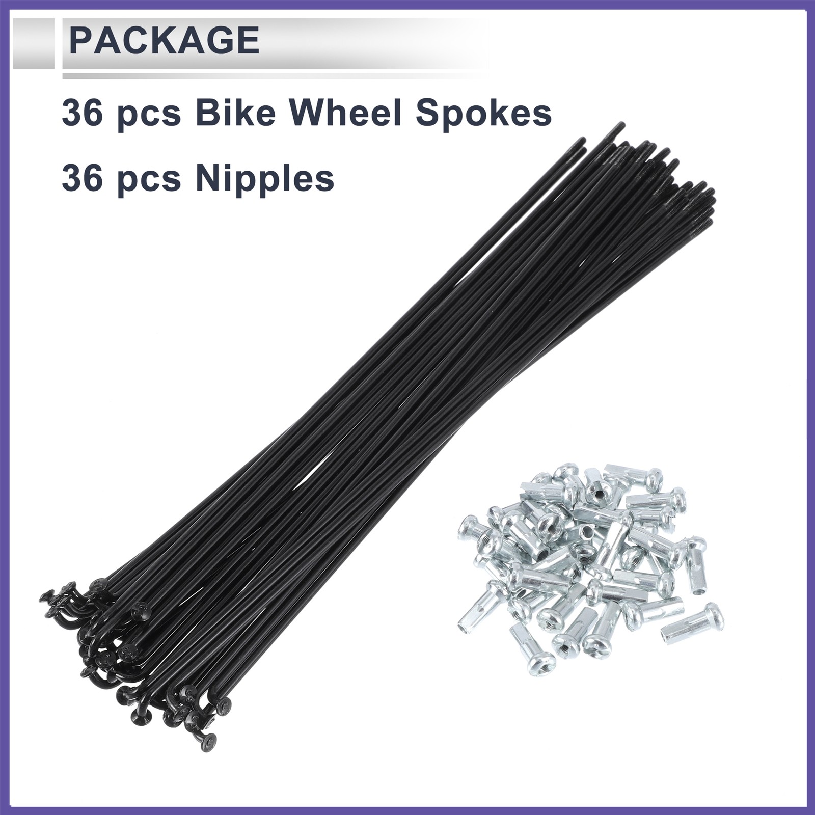 1 Set 13G 210mm Length Bicycle Spokes Nipple 45 Steel Universal