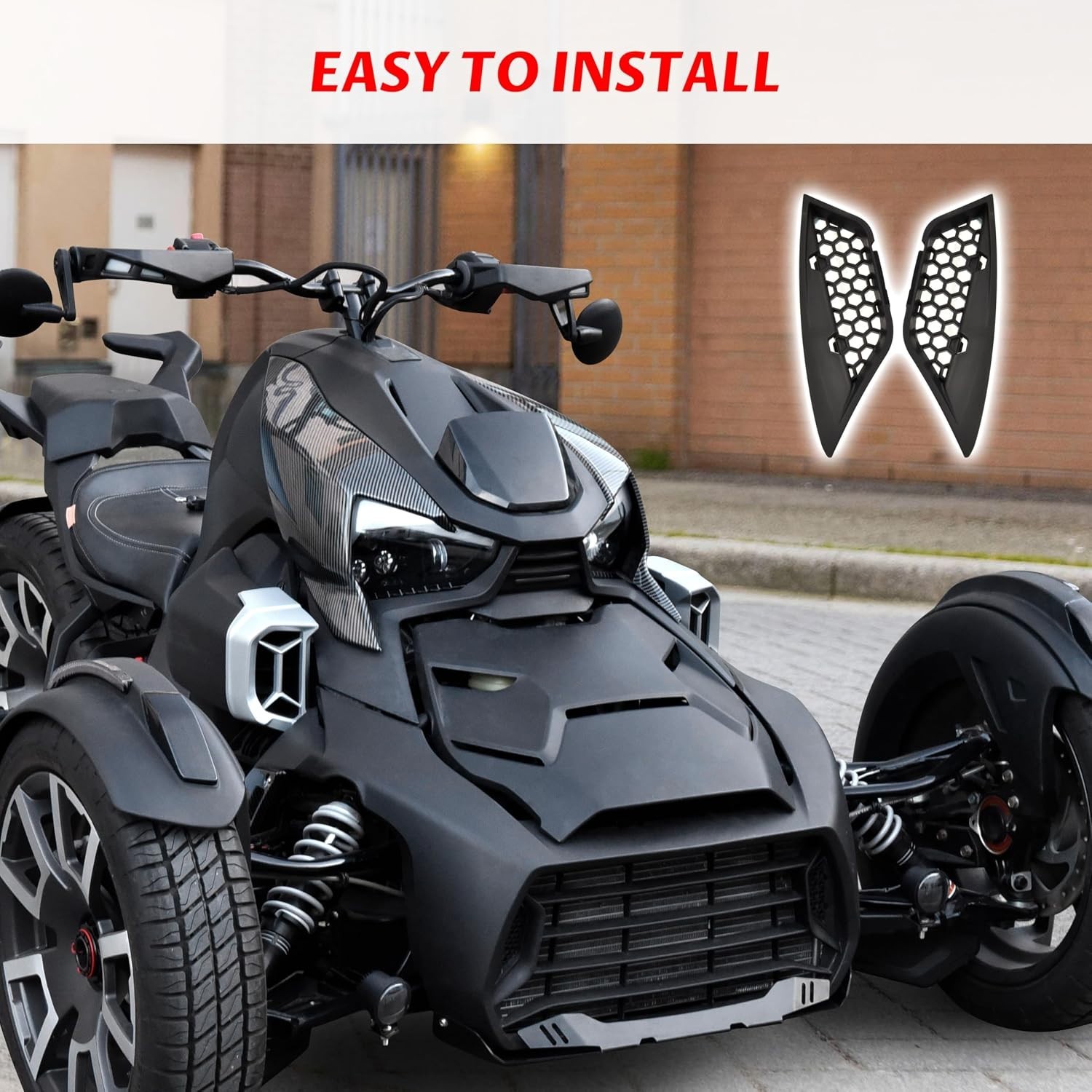 Full-Grille Protection Inserts for All Can-Am Ryker Models – Black ABS Design